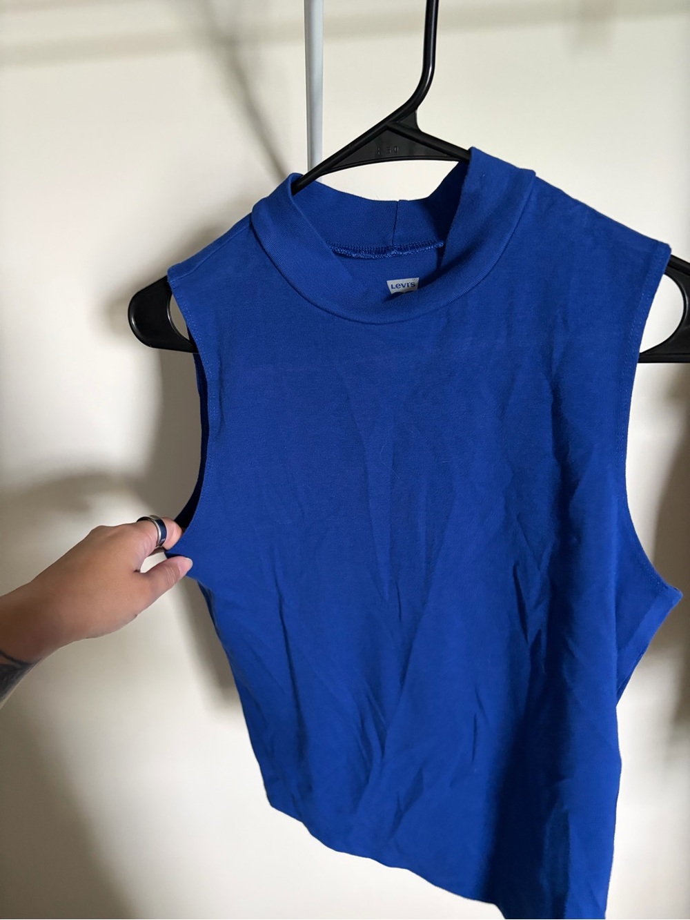 Levi's Sleeveless Mock Neck Tank Top in Blue